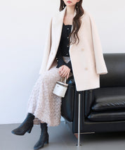 ダブルブレストテーラードウールライクジャケット/コートsdpdy5333 ベージュ