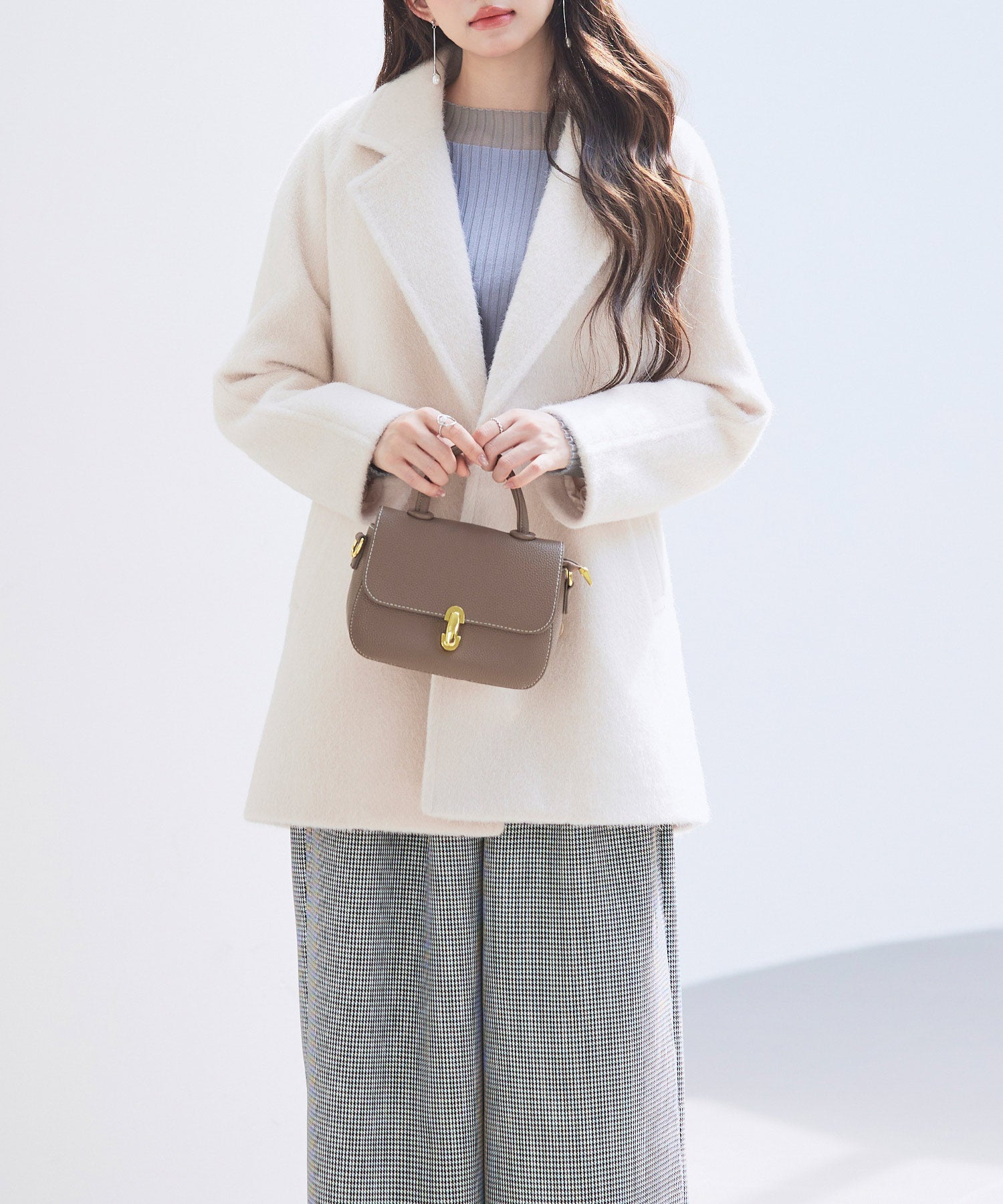 ダブルブレストテーラードウールライクジャケット/コートsdpdy5333 ベージュ