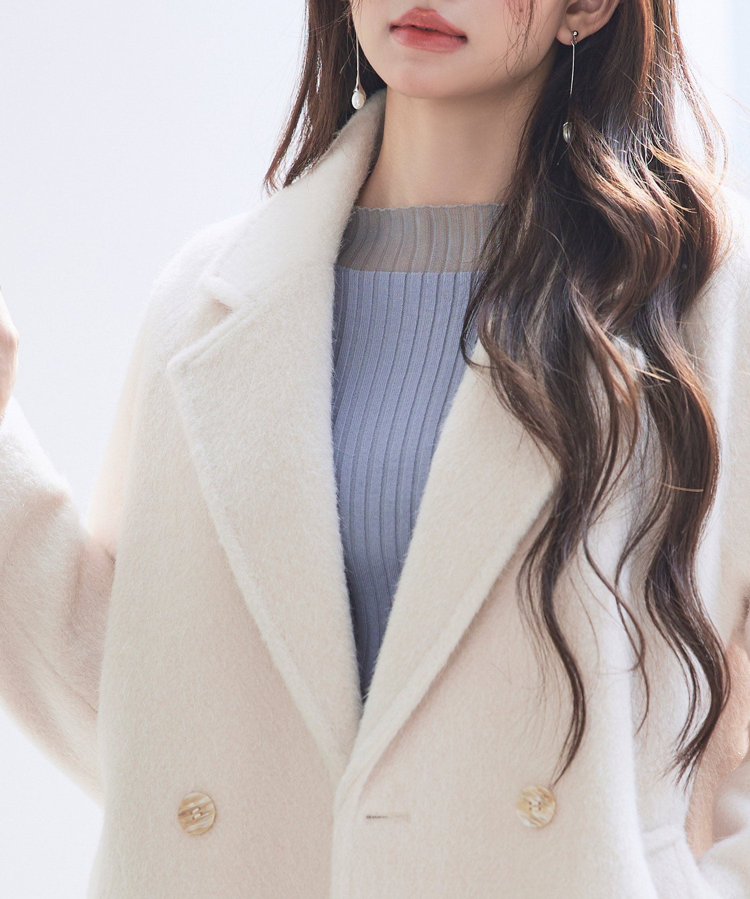 ダブルブレストテーラードウールライクジャケット/コートsdpdy5333 ベージュ