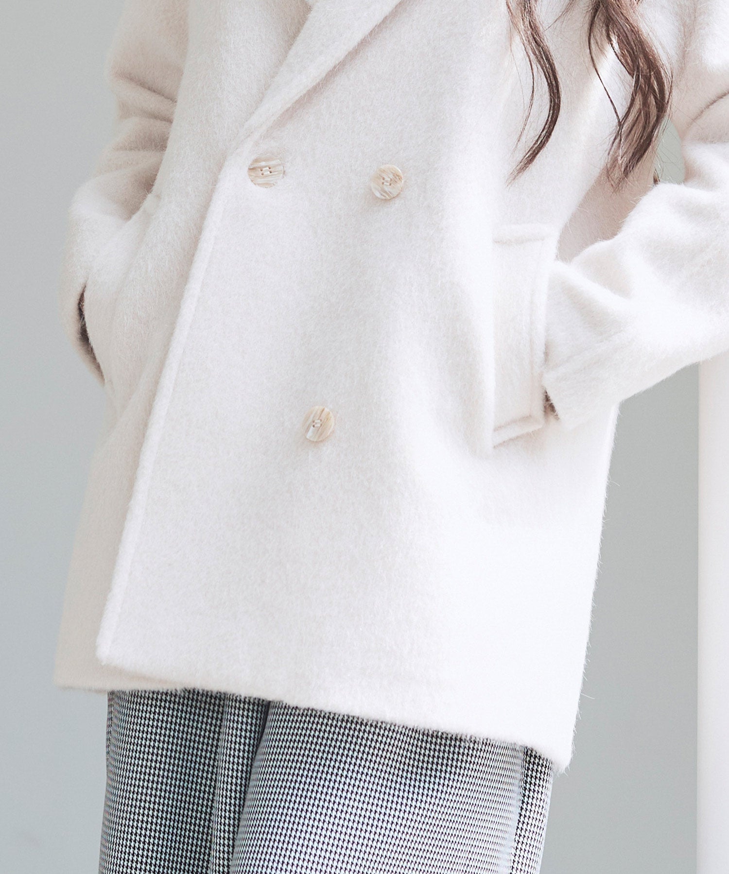 ダブルブレストテーラードウールライクジャケット/コートsdpdy5333 ベージュ