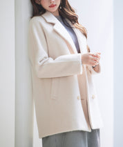 ダブルブレストテーラードウールライクジャケット/コートsdpdy5333 ベージュ