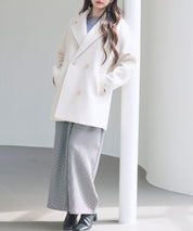 ダブルブレストテーラードウールライクジャケット/コートsdpdy5333 ベージュ