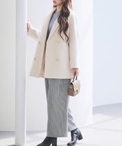 ダブルブレストテーラードウールライクジャケット/コートsdpdy5333 ベージュ