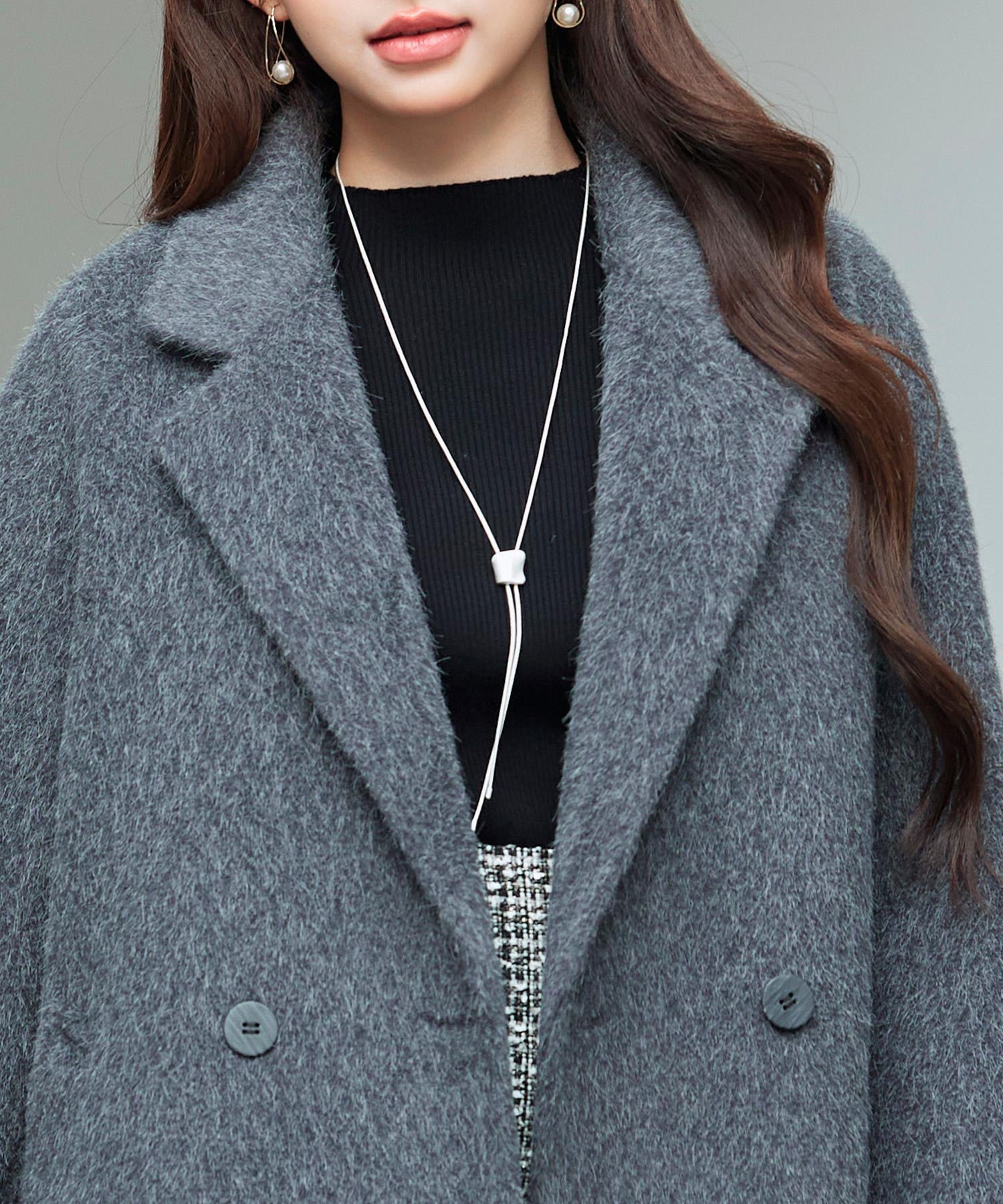 ダブルブレストテーラードウールライクジャケット/コートsdpdy5333 グレー