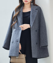 ダブルブレストテーラードウールライクジャケット/コートsdpdy5333 グレー