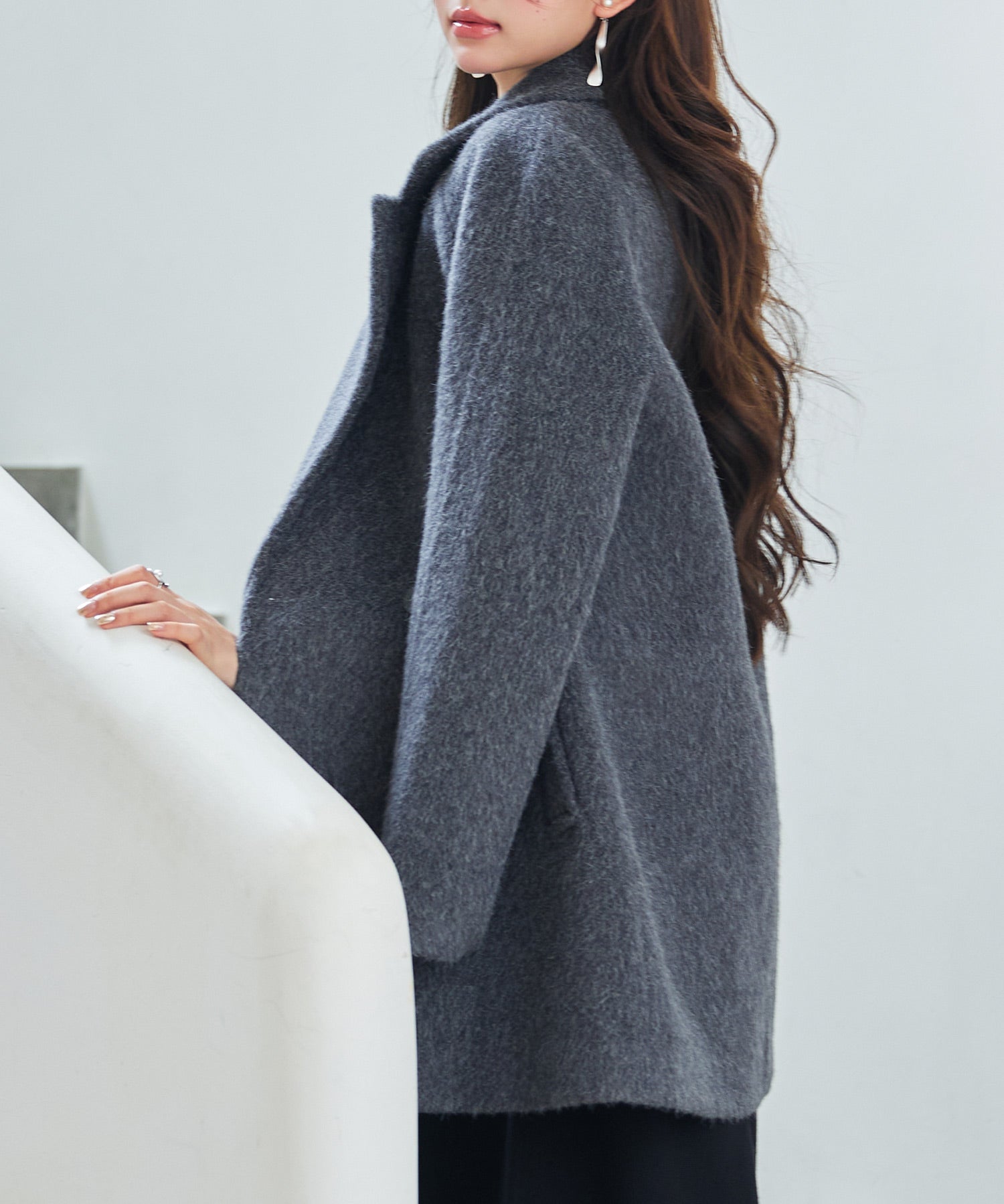 ダブルブレストテーラードウールライクジャケット/コートsdpdy5333 グレー