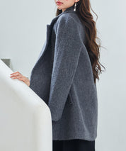 ダブルブレストテーラードウールライクジャケット/コートsdpdy5333 グレー