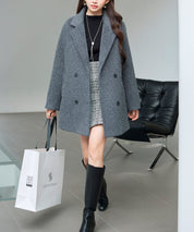 ダブルブレストテーラードウールライクジャケット/コートsdpdy5333 グレー