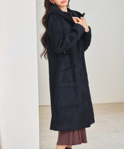 シャギーフード付きロングコートsdpdy5369 ネイビー