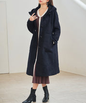 シャギーフード付きロングコートsdpdy5369 ネイビー