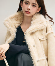 ショートフェイクムートンジャケットsdpdy666 ベージュ