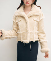 ショートフェイクムートンジャケットsdpdy666 ベージュ