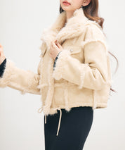 ショートフェイクムートンジャケットsdpdy666 ベージュ