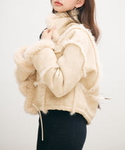 ショートフェイクムートンジャケットsdpdy666 ベージュ