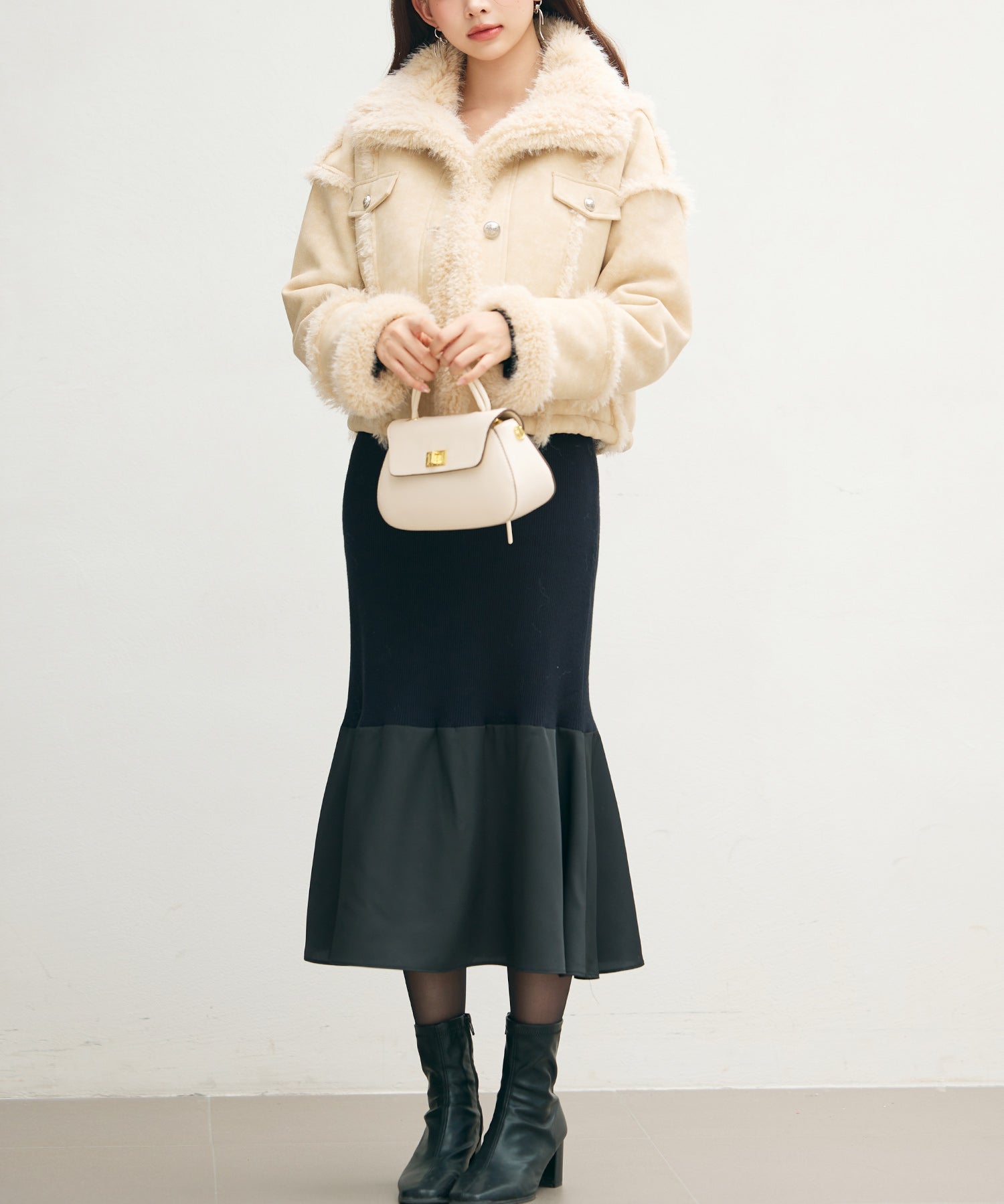 ショートフェイクムートンジャケットsdpdy666 ベージュ