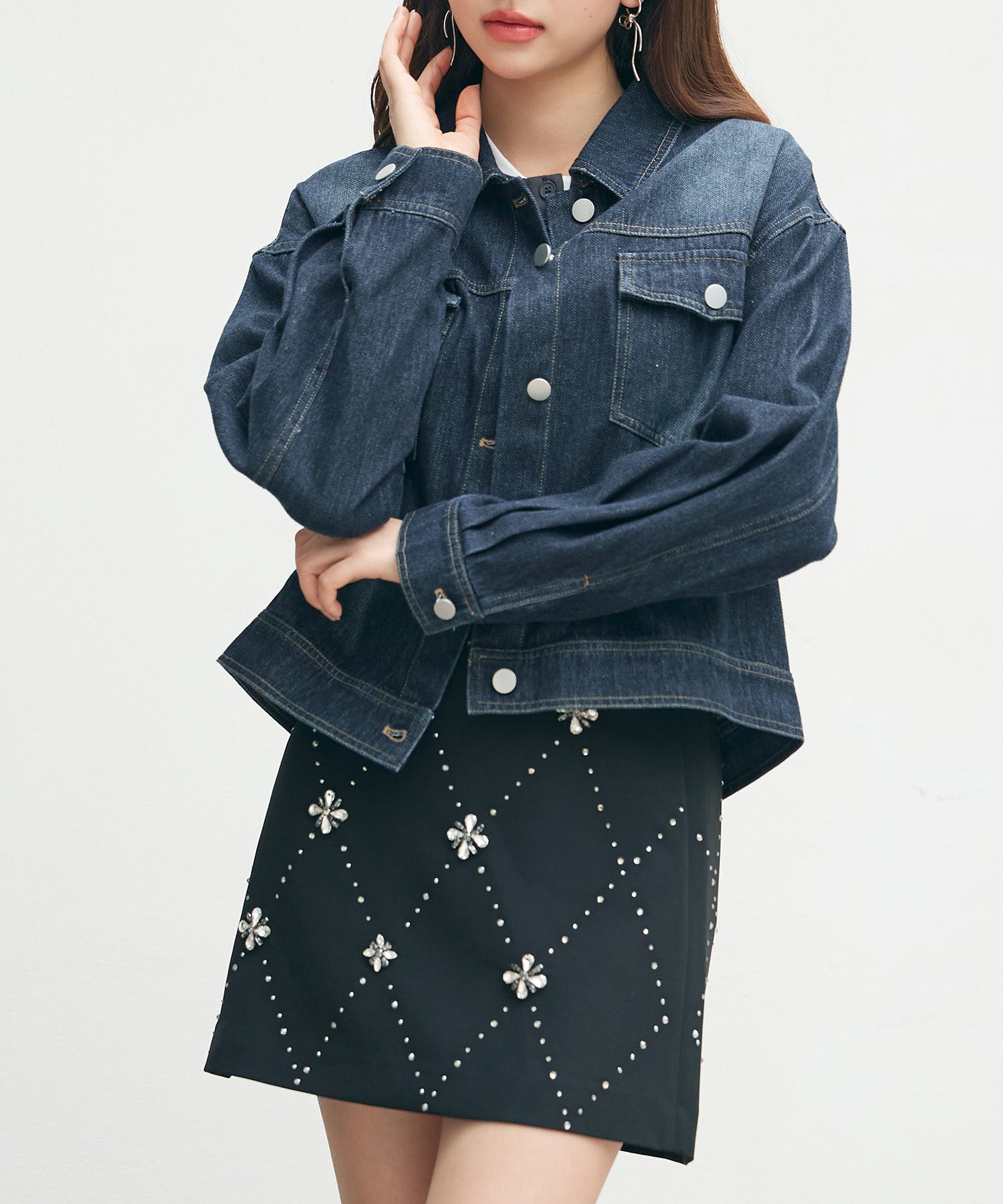 トラッカーデニムウォッシュ加工ジャケットsdpdy82739 ネイビー