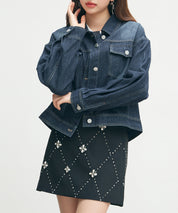 トラッカーデニムウォッシュ加工ジャケットsdpdy82739 ネイビー