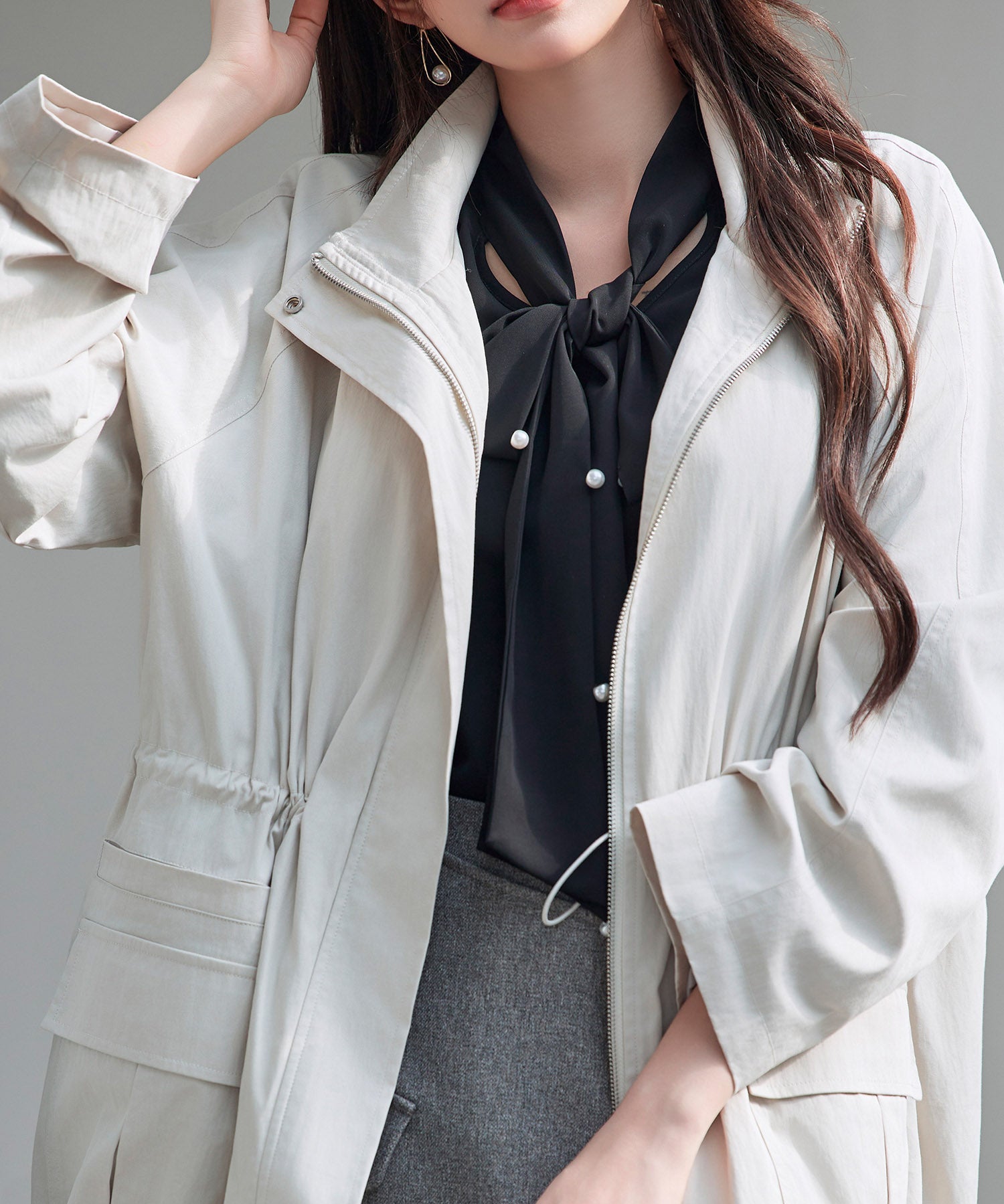 ワックスドオーバーブルゾンsdpdy82777 アイボリー