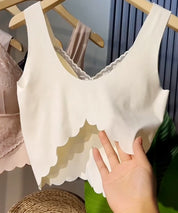 【接触冷感】Vネックシームレスキャミソールsdpgr716 アイボリー