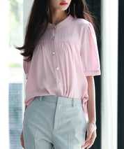 ギャザースリーブスタンドカラー半袖シャツsdphxz1048-102-26