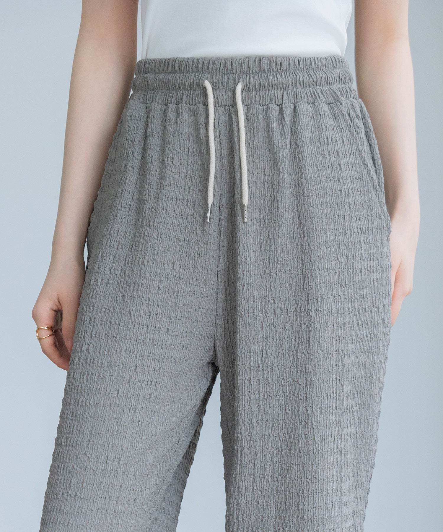 ウエストゴム体型カバーワイドパンツsdpot05 グレー