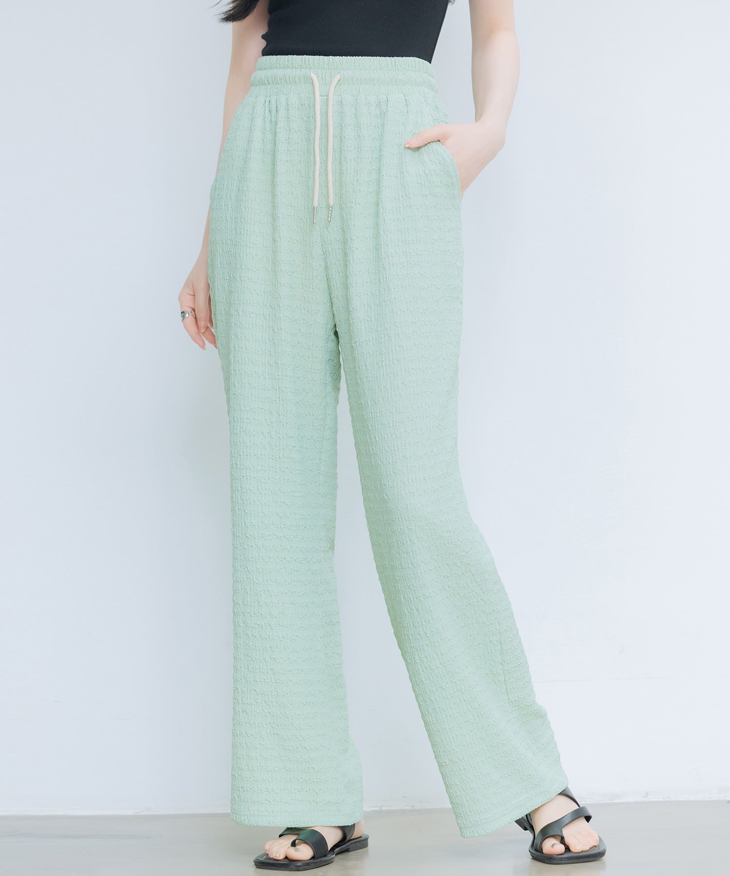 ウエストゴム体型カバーワイドパンツsdpot05-101-35