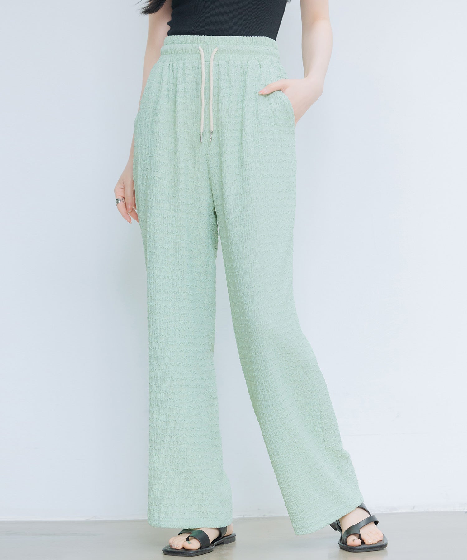 ウエストゴム体型カバーワイドパンツsdpot05-101-35