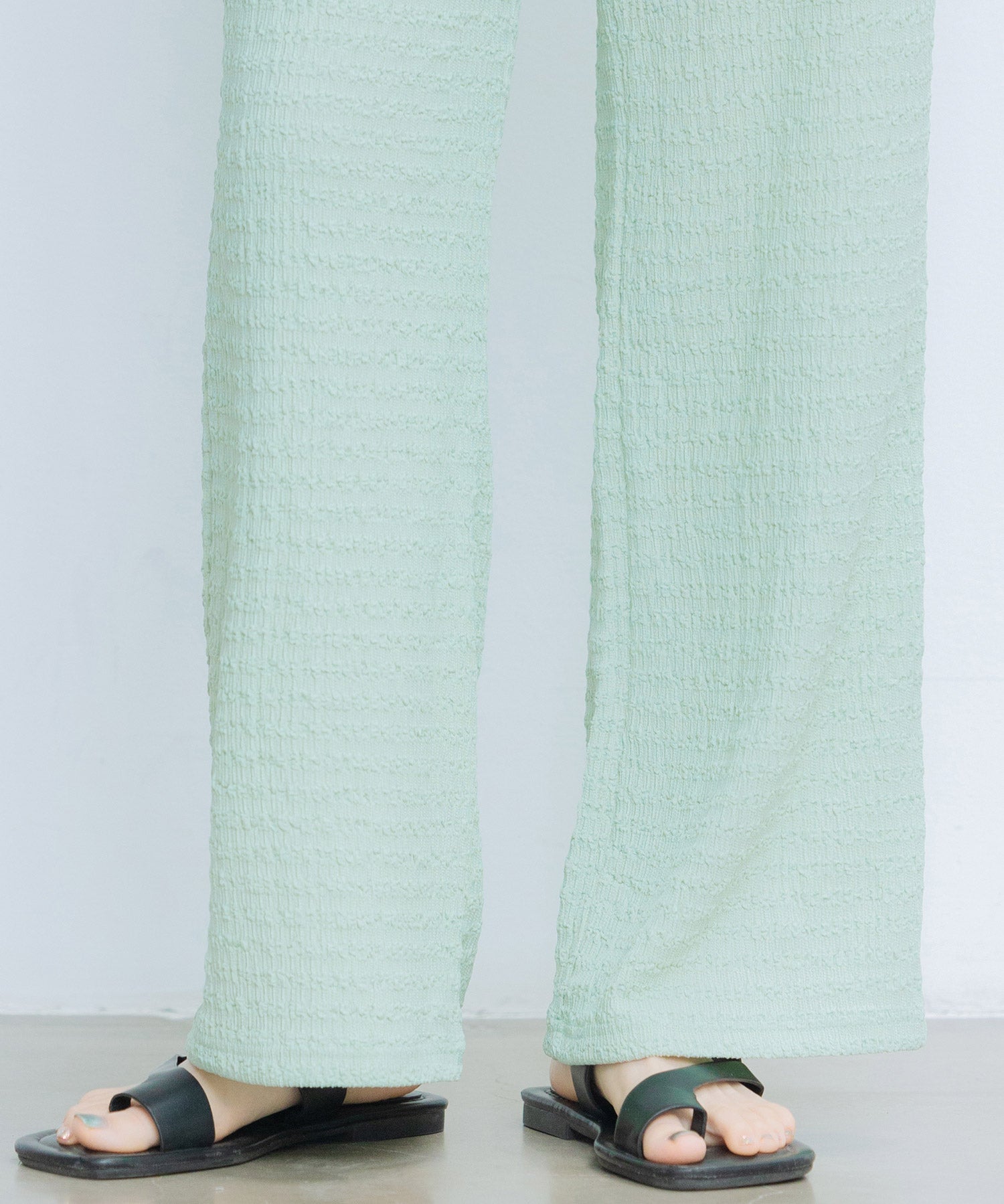 ウエストゴム体型カバーワイドパンツsdpot05 グリーン