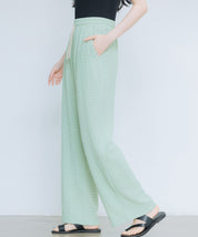 ウエストゴム体型カバーワイドパンツsdpot05 グリーン