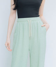 ウエストゴム体型カバーワイドパンツsdpot05 グリーン