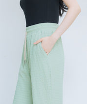 ウエストゴム体型カバーワイドパンツsdpot05 グリーン