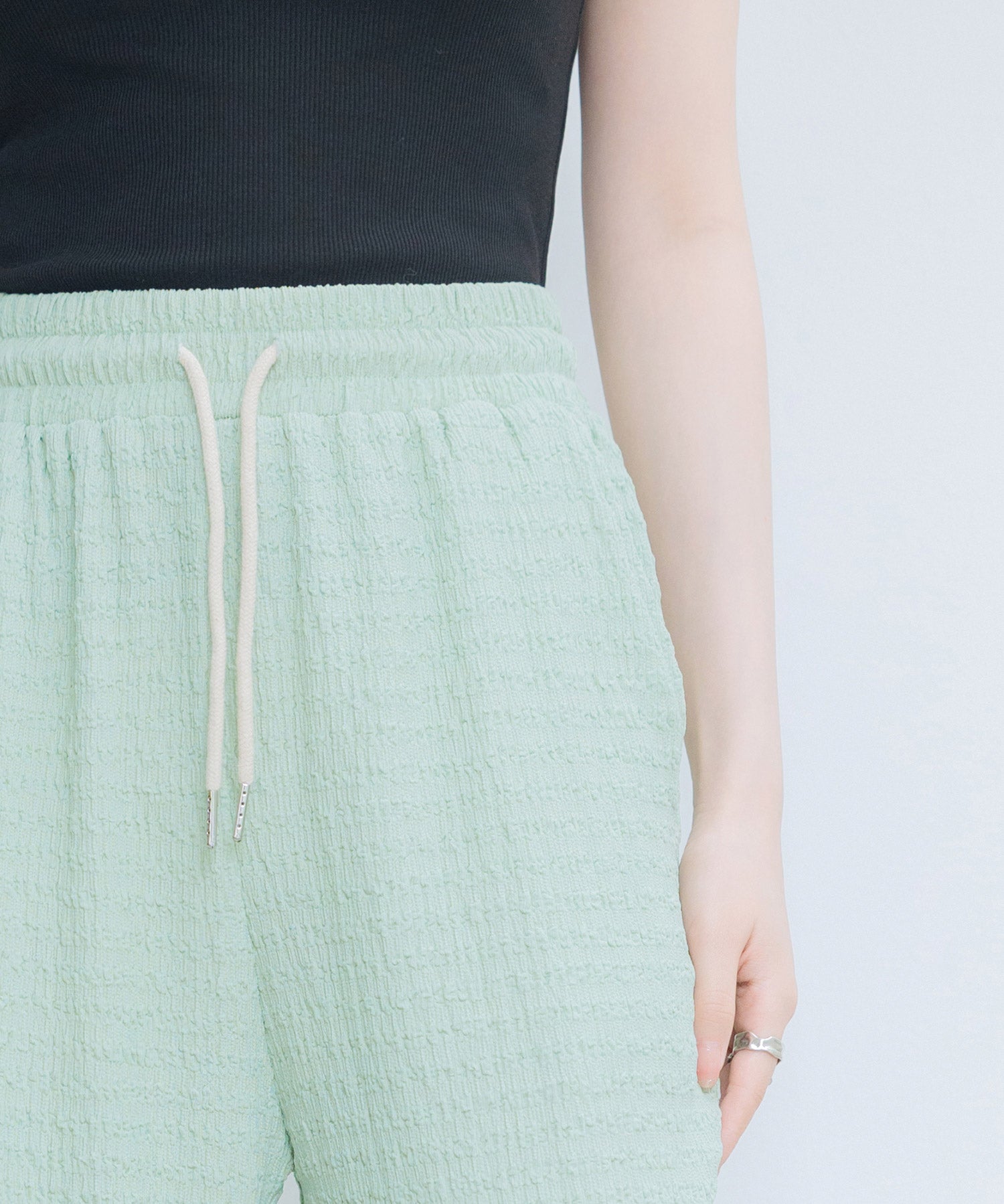 ウエストゴム体型カバーワイドパンツsdpot05 グリーン