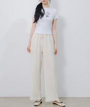 ウエストゴム体型カバーワイドパンツsdpot05 アイボリー