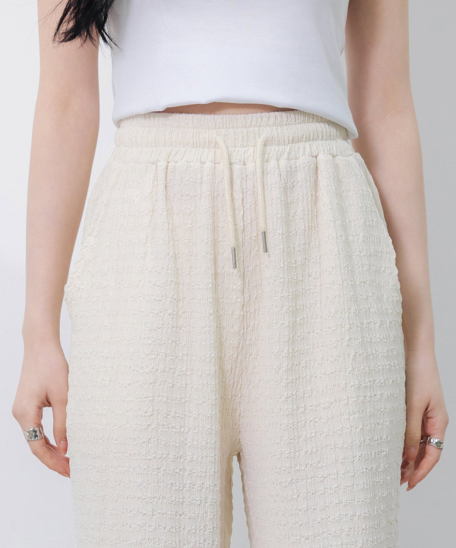 ウエストゴム体型カバーワイドパンツsdpot05 アイボリー