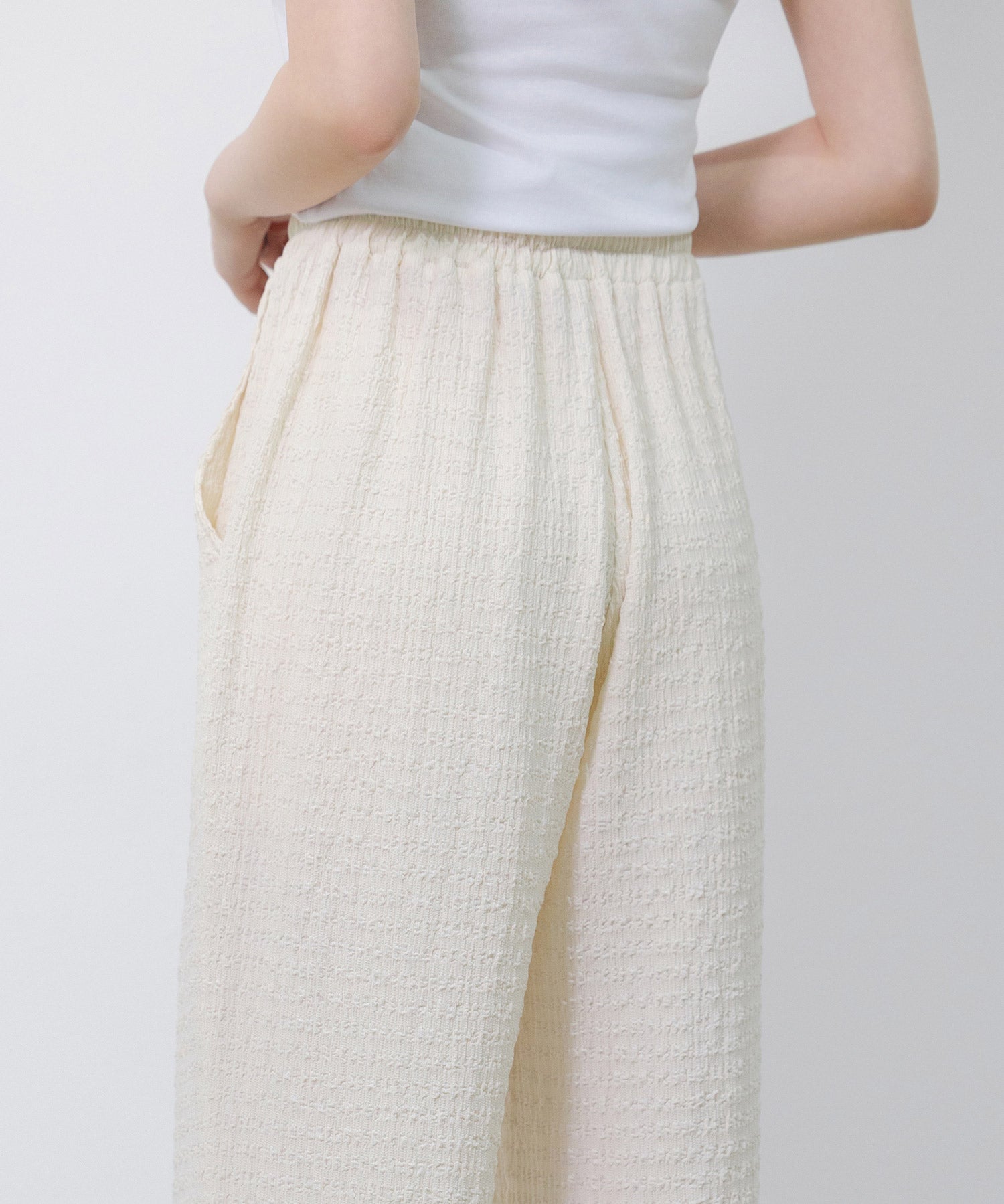 ウエストゴム体型カバーワイドパンツsdpot05 アイボリー