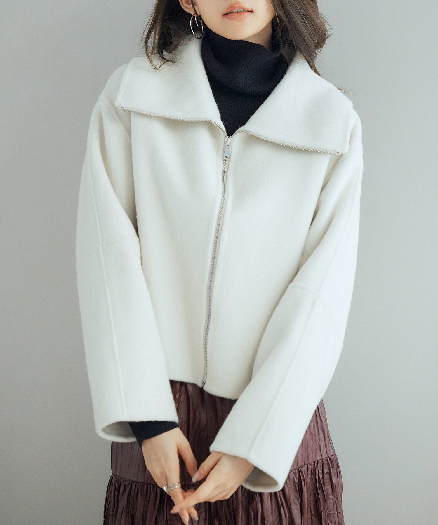 ダブルフェイスショート丈コートsdpps0512 ライトベージュ