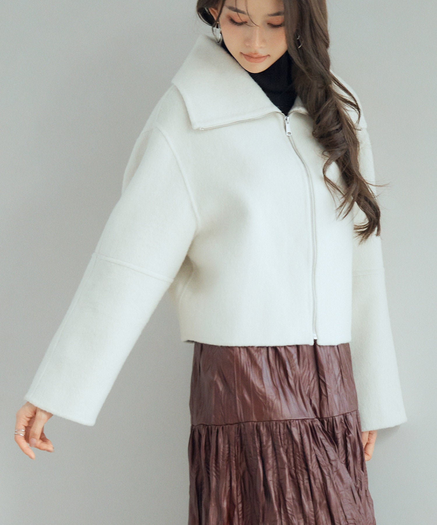 ダブルフェイスショート丈コートsdpps0512 ライトベージュ