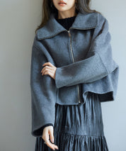 ダブルフェイスショート丈コートsdpps0512 チャコール