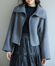 ダブルフェイスショート丈コートsdpps0512 チャコール