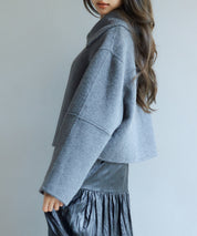 ダブルフェイスショート丈コートsdpps0512 チャコール