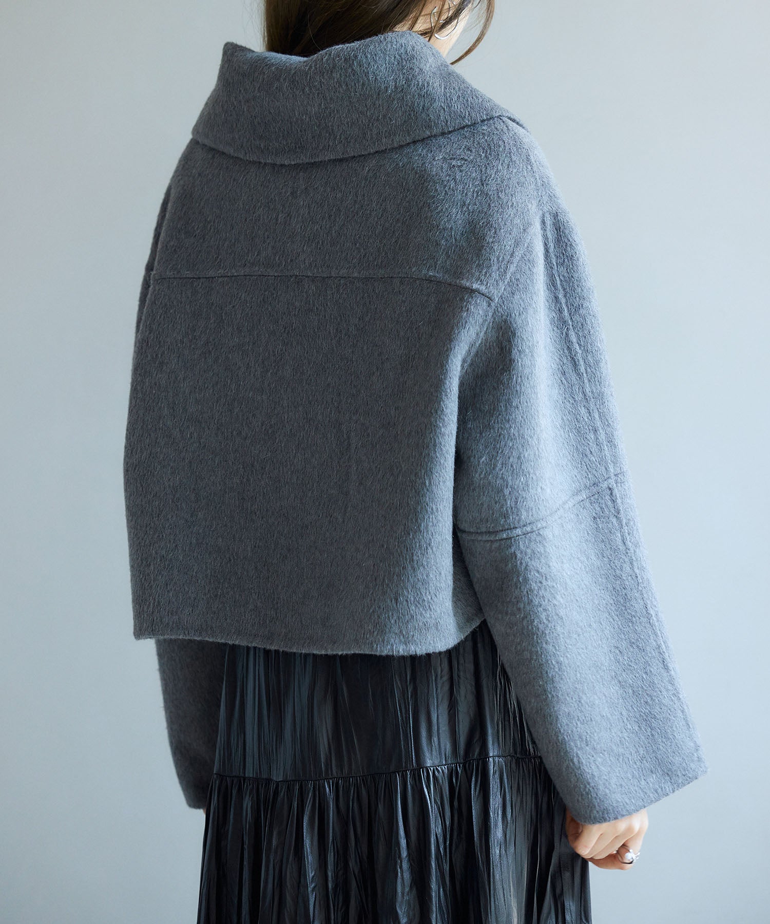 ダブルフェイスショート丈コートsdpps0512 チャコール