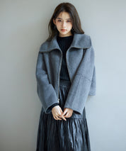 ダブルフェイスショート丈コートsdpps0512 チャコール