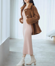 もこもこあったかボア生地コートsdpps0623 ブラウン