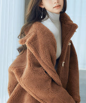 もこもこあったかボア生地コートsdpps0623 ブラウン