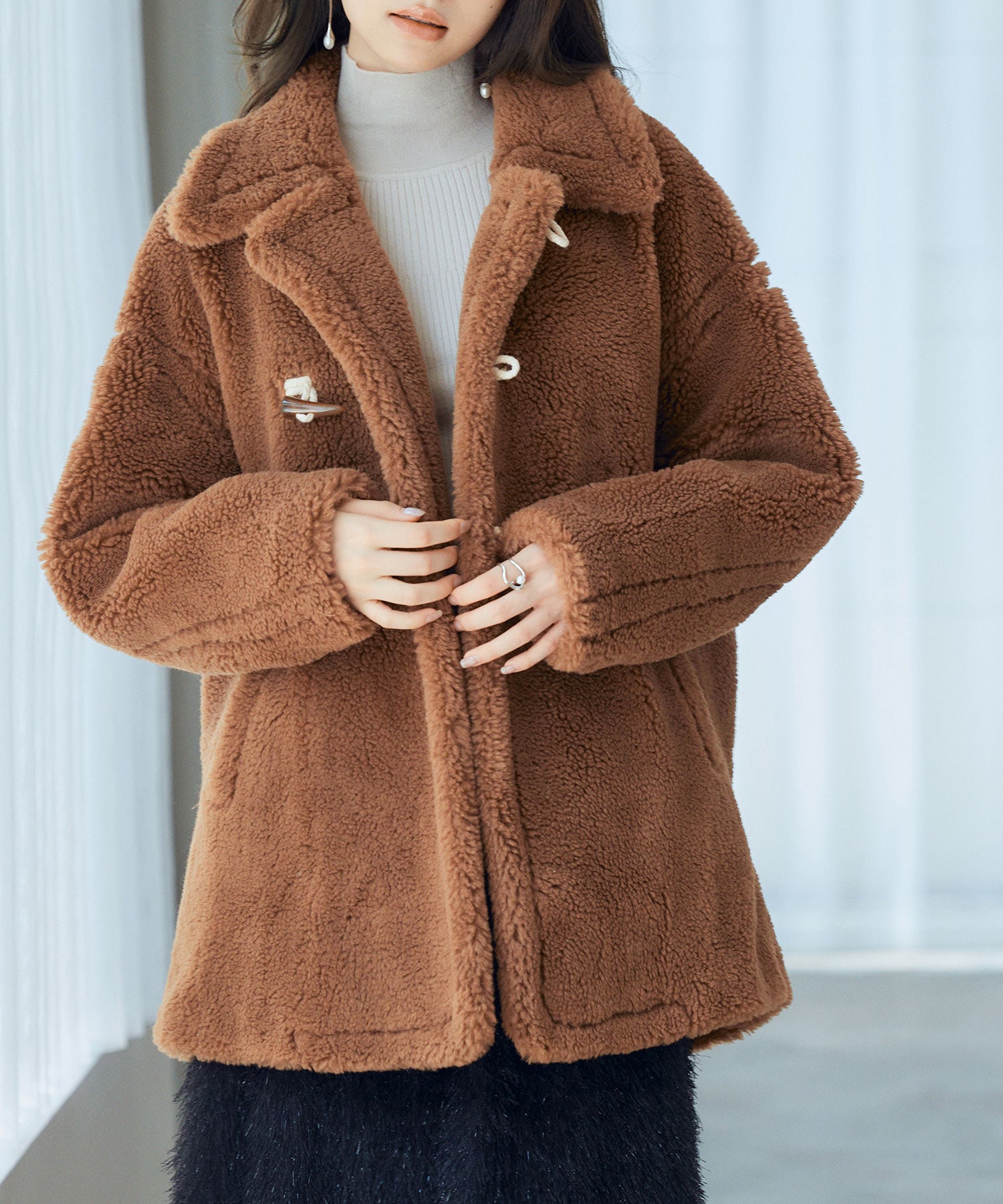 もこもこあったかボア生地コートsdpps0623 ブラウン