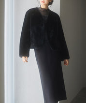 もこもこフェイクファーノーカラージャケットsdpps0625 ブラック