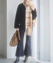 もこもこフェイクファーノーカラージャケットsdpps0625 ブラック