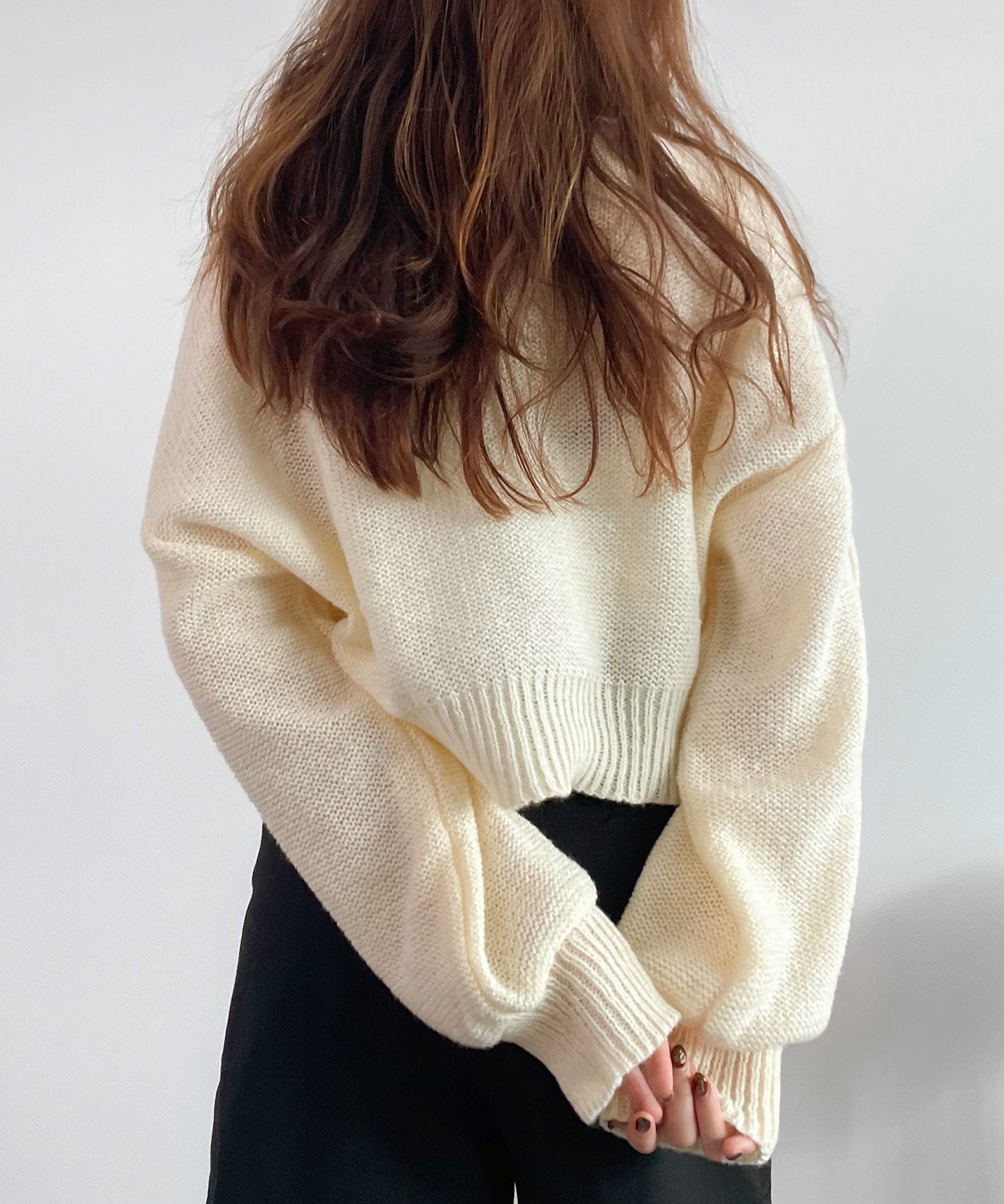 天竺裏編みショート丈ニットsdprb1040 アイボリー