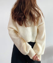 天竺裏編みショート丈ニットsdprb1040 アイボリー