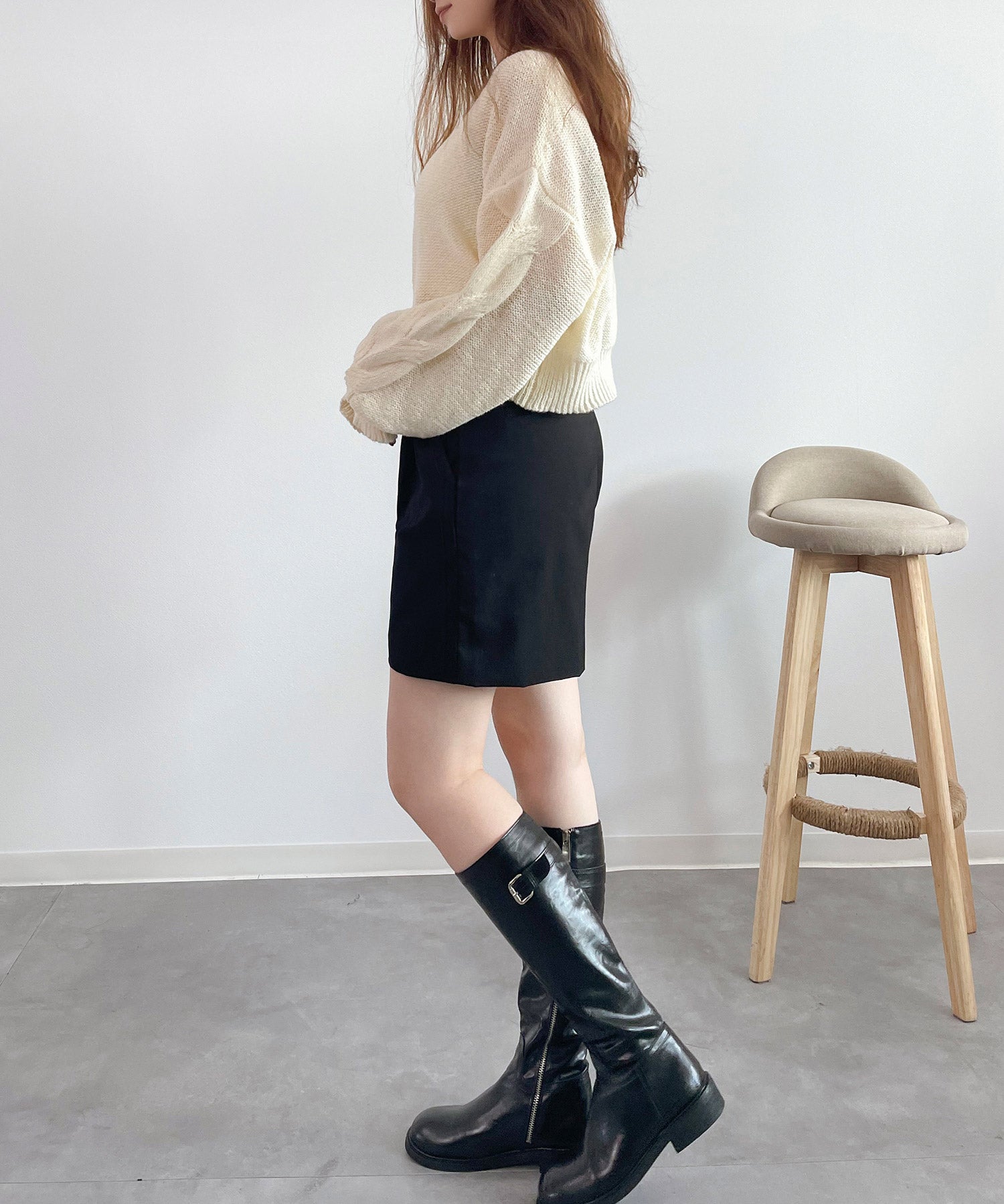 天竺裏編みショート丈ニットsdprb1040 アイボリー